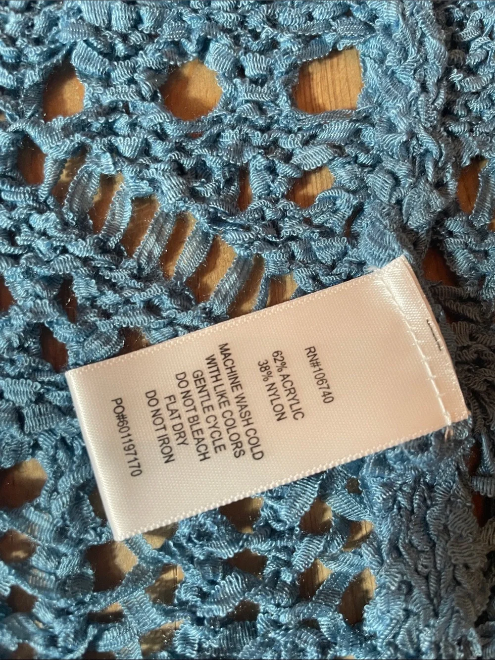 Crochet Open Knit Light Blue Open-Front Cardigan Sweater Western